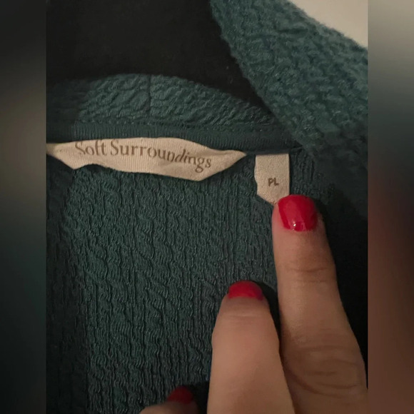 Soft Surroundings solid long sleevelesss cardigan  deep teal size PL (SW 111) - Picture 5 of 10